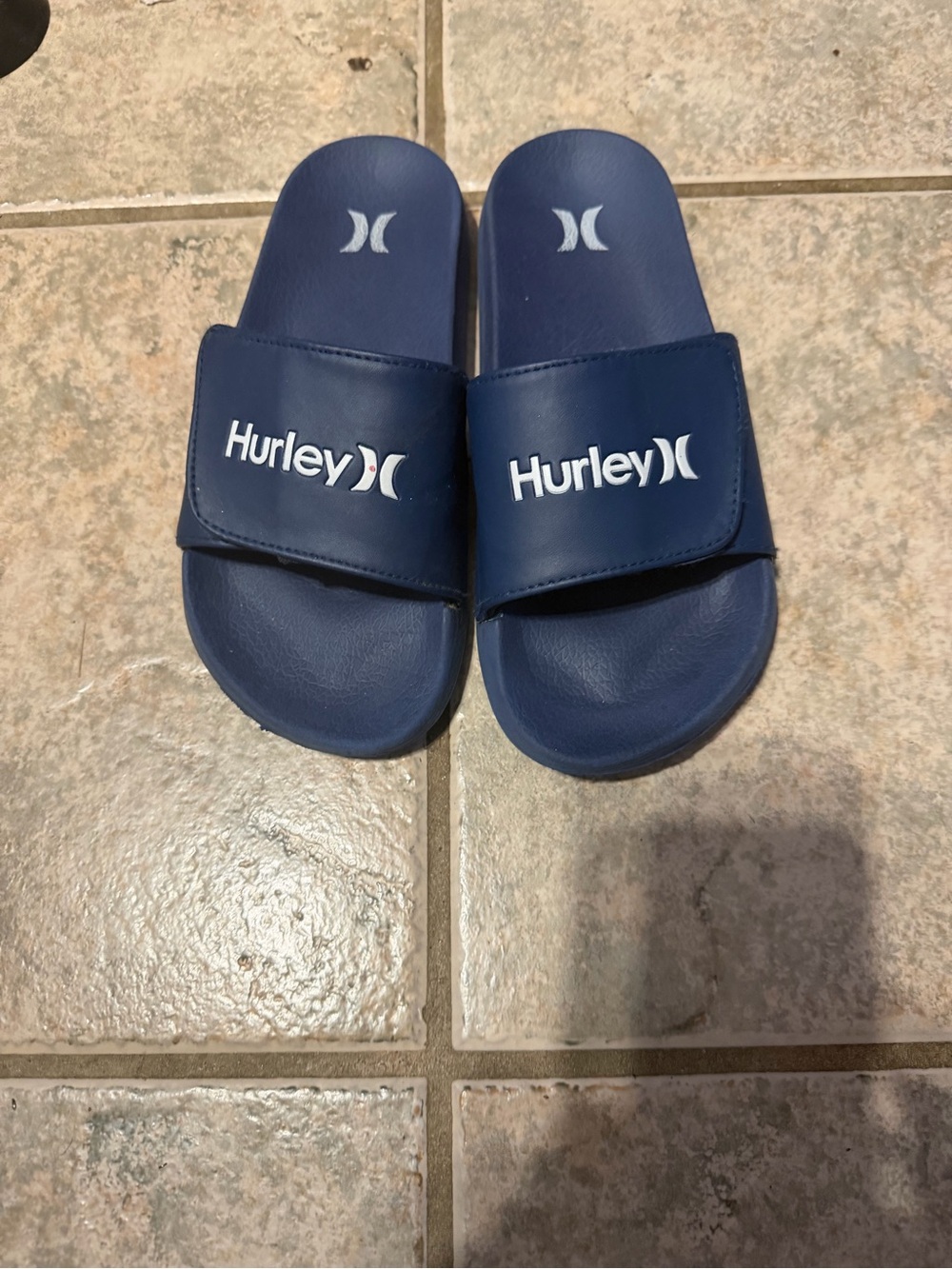 Hurley Kids Navy Blue Logo Slide Sandals 4